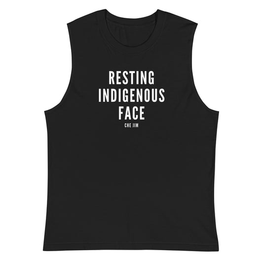 Resting Indigenous Face Muscle Tank by @che.jim